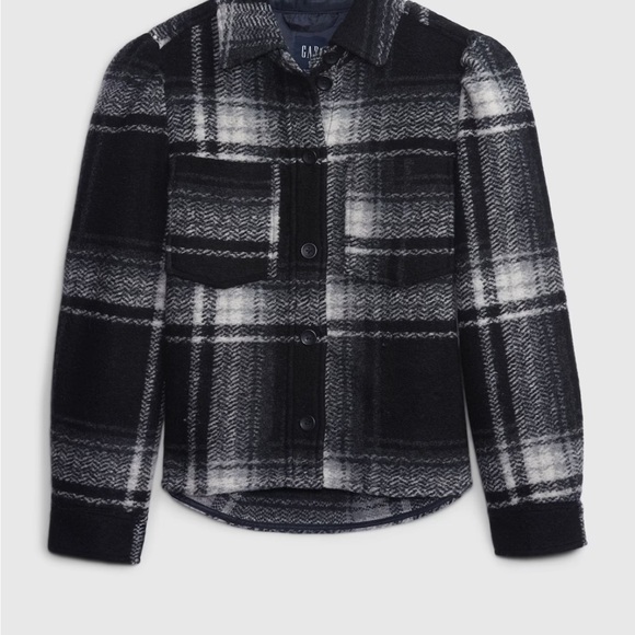 Puff Sleeve Cropped Wool Shirt Jacket - Picture 3 of 4